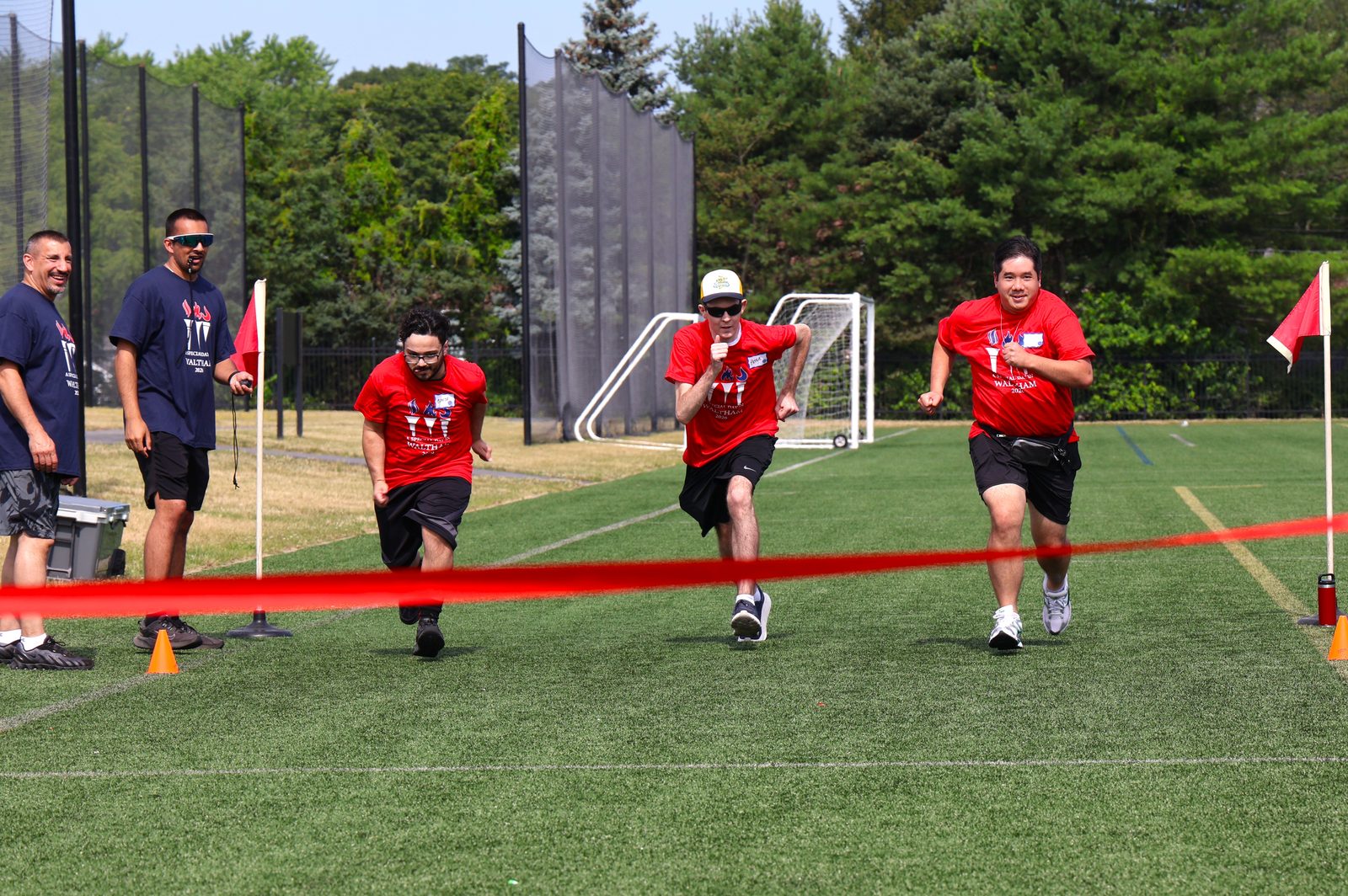 Athletes racing in the dash